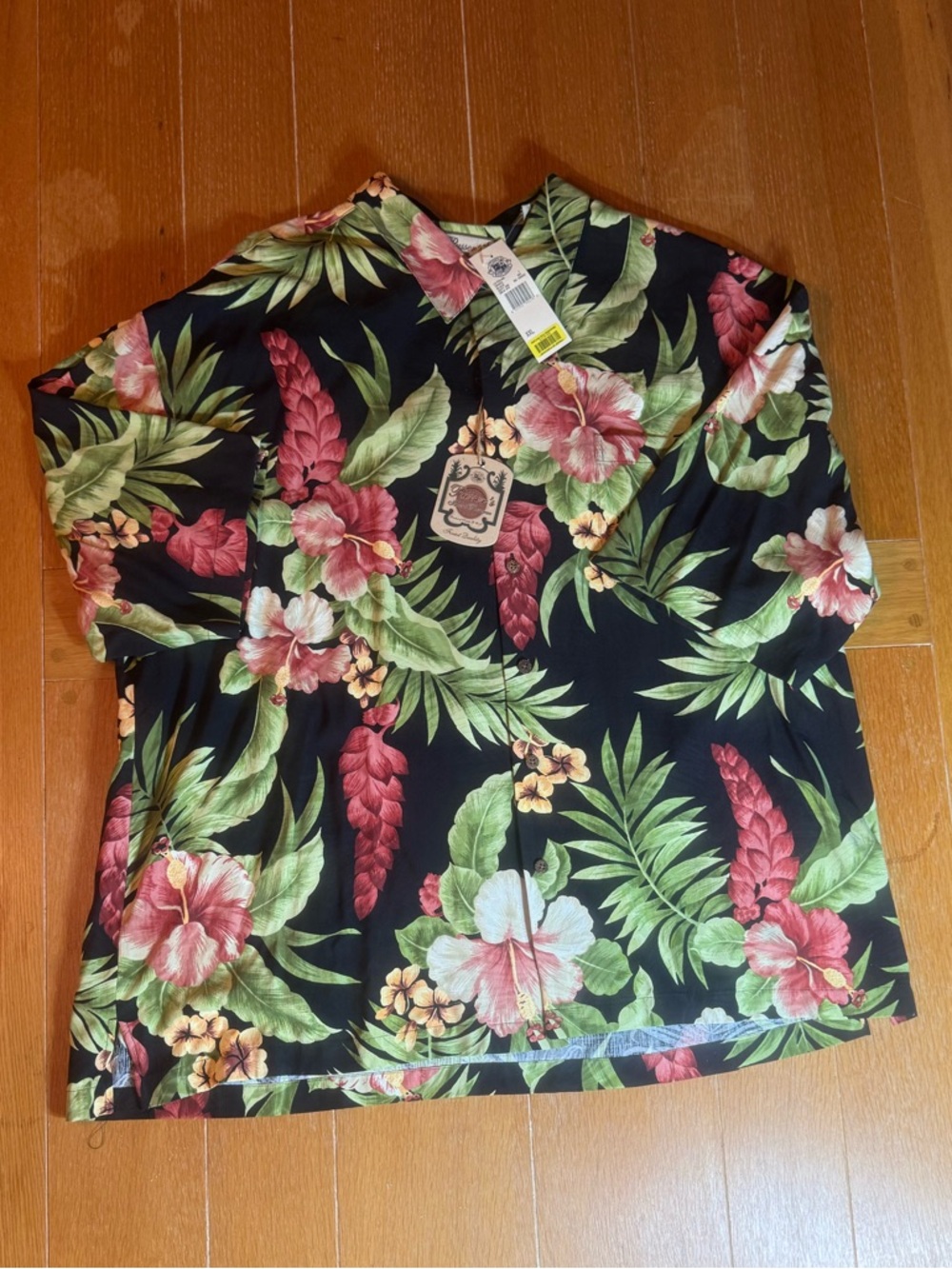 Men’s Pusser's Black with Tropical Floral Island Reserve Hawaiian Shirt size XXL
